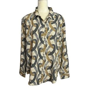 Vintage animal print geometric print blouse, extra‎ large